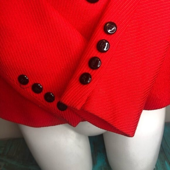 Size 4 Evan Picone Red Wool Blazer Jacket - Picture 4 of 9